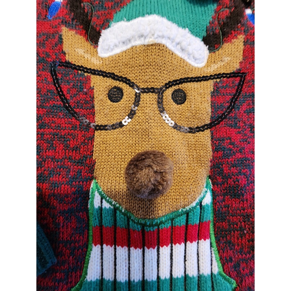 99 Jane Street Womens Medium Reindeer Sequins Ugly Christmas Knit Sweater - Picture 5 of 10